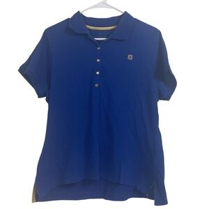 Anne Klein Sport Women’s Polo Shirt Blue Size Large Short Sleeve Gold Logo Class